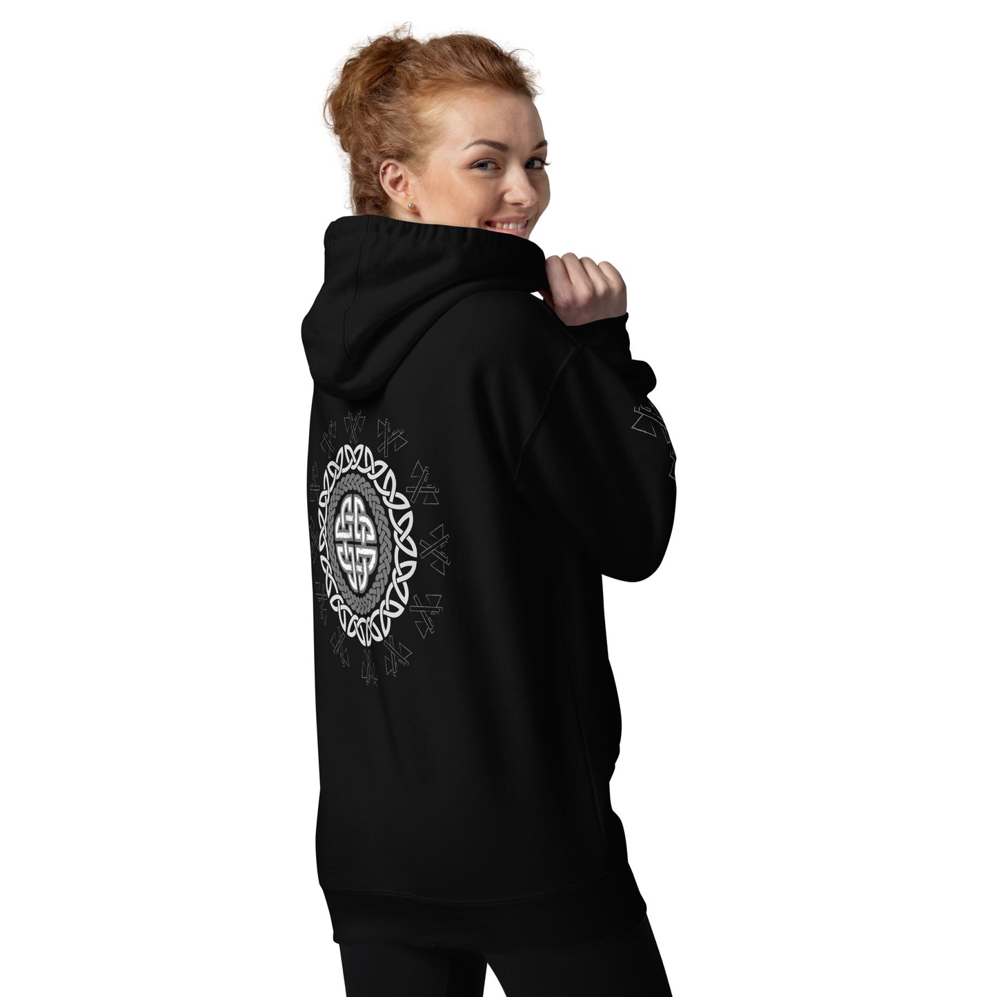 Ornate Celtic Axe Hoodie with Sleeves