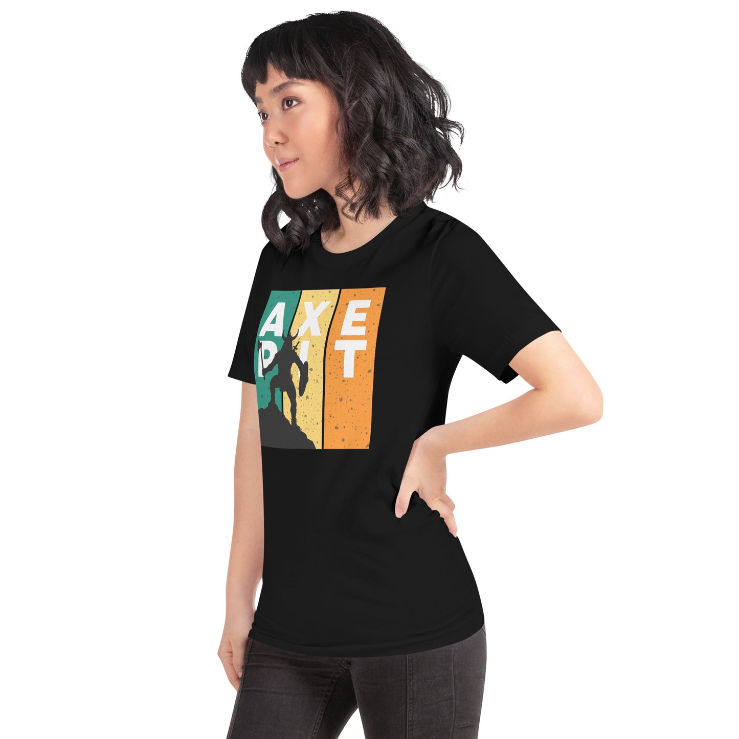 Retro Colored Viking Silhouette Axe Pit T-shirt