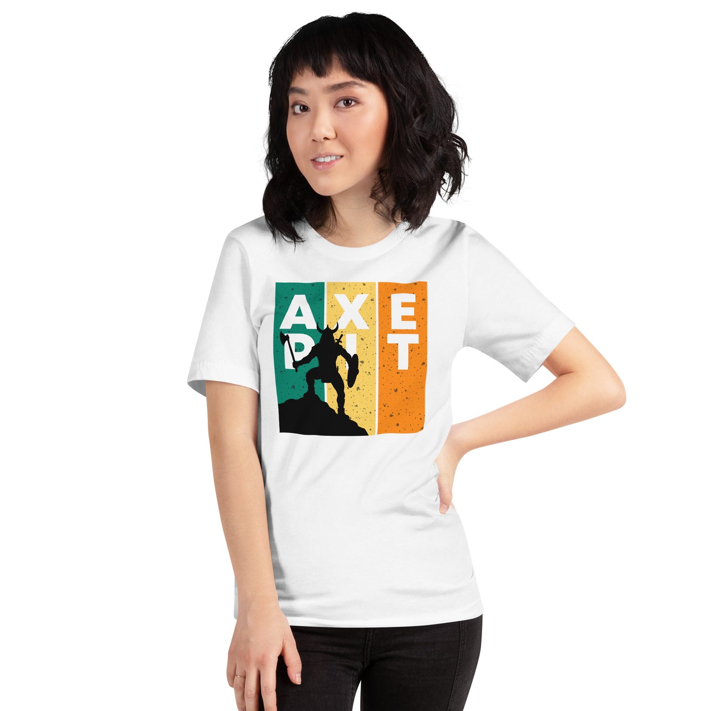 Retro Colored Viking Silhouette Axe Pit T-shirt