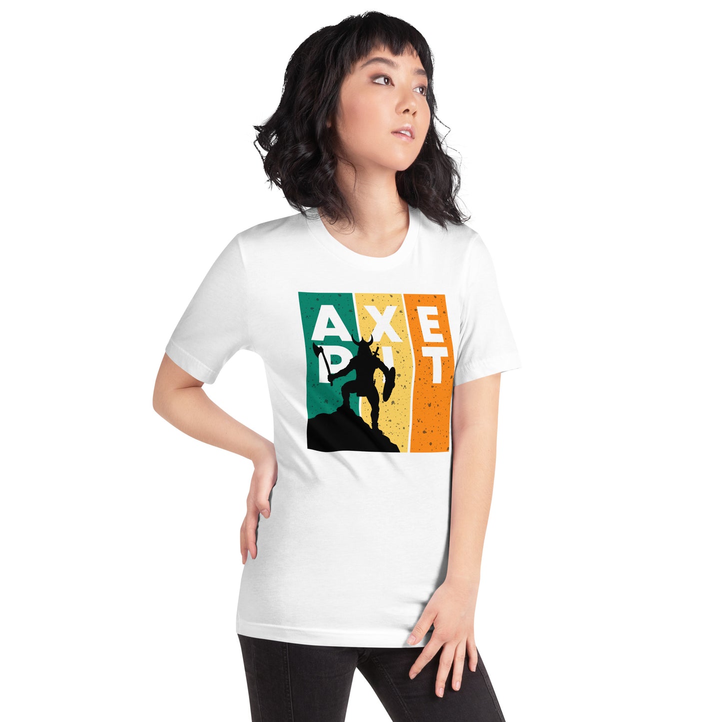 Retro Colored Viking Silhouette Axe Pit T-shirt